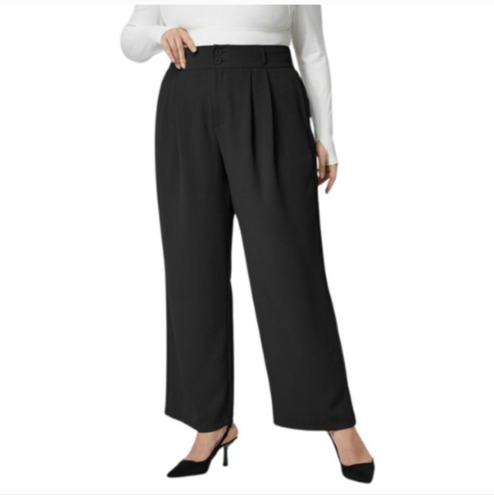 Halara Womens High Waisted Button Straight Leg Trouser In Black extra large